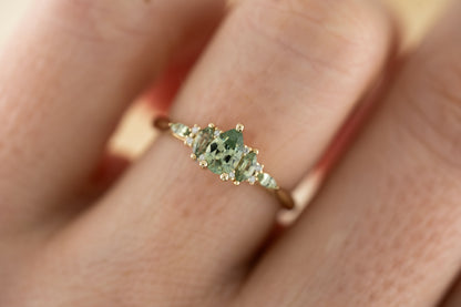 The Mini Maeve - Green Pear Sapphire - Lavender Creek Gems 