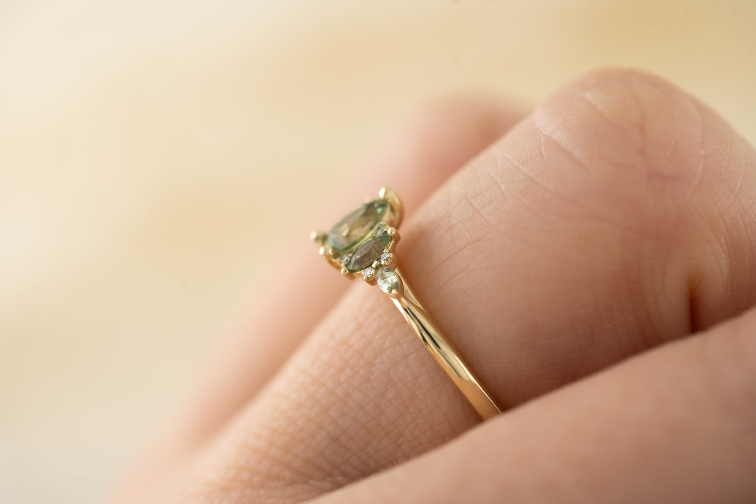 The Mini Maeve - Green Pear Sapphire - Lavender Creek Gems 