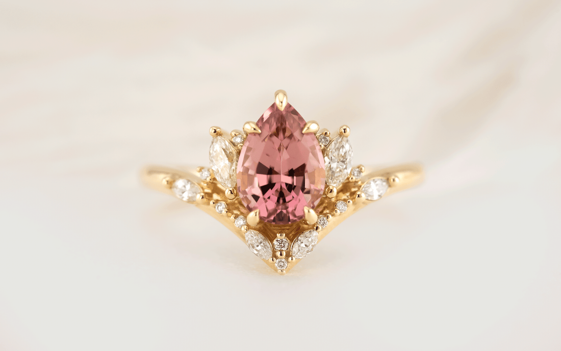 The Aurora Ring | 1.49 CT Pear Pink Tourmaline - Lavender Creek Gems