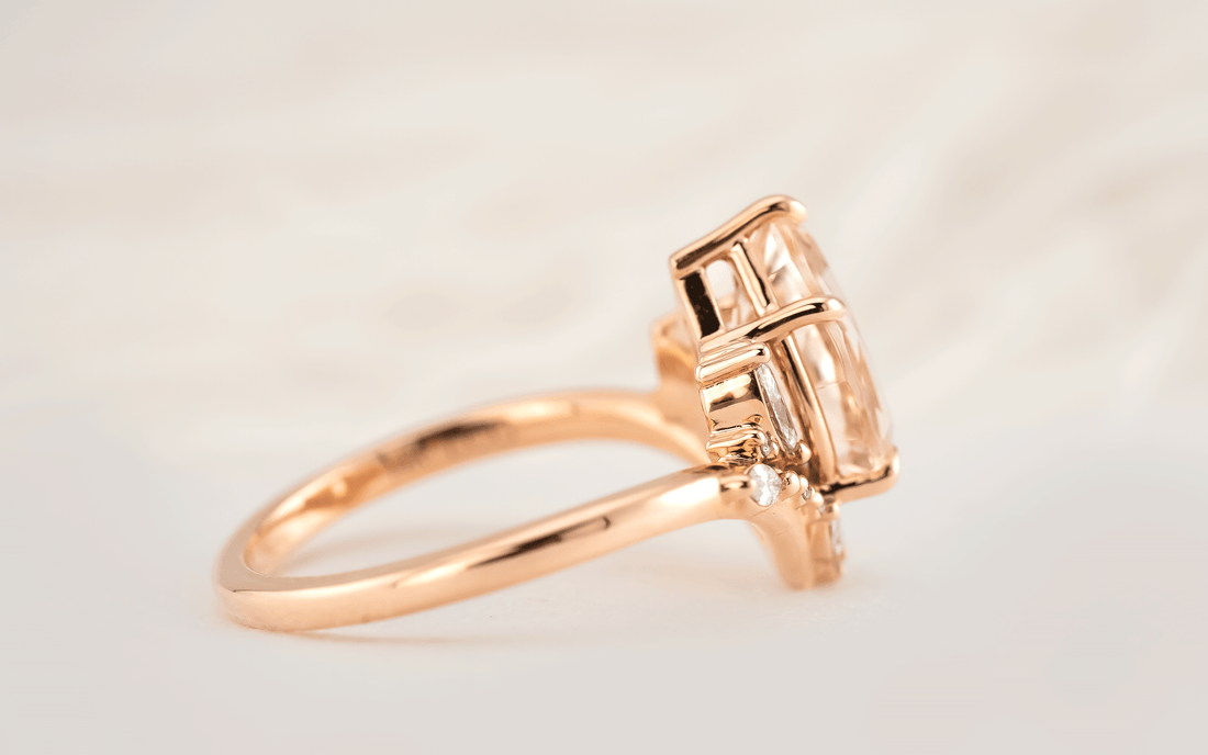 The Aurora Ring | 1.72 CT Pear Morganite - Lavender Creek Gems