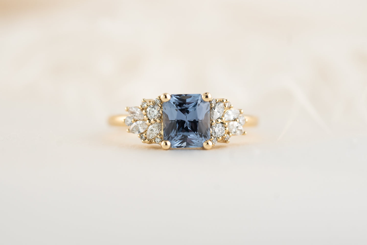 The Rosalie Ring | 1.69CT Square Radiant Blue Sapphire