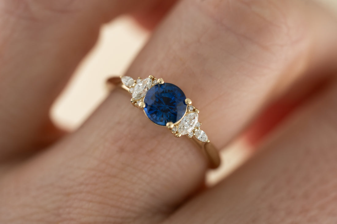 The Maeve 1 CT Round Royal Blue Sapphire Ring - Lavender Creek Gems 