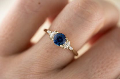 The Maeve 1 CT Round Royal Blue Sapphire Ring - Lavender Creek Gems 