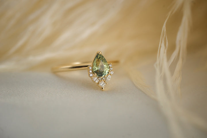 The Charlotte 1 CT Pear Green Sapphire Ring