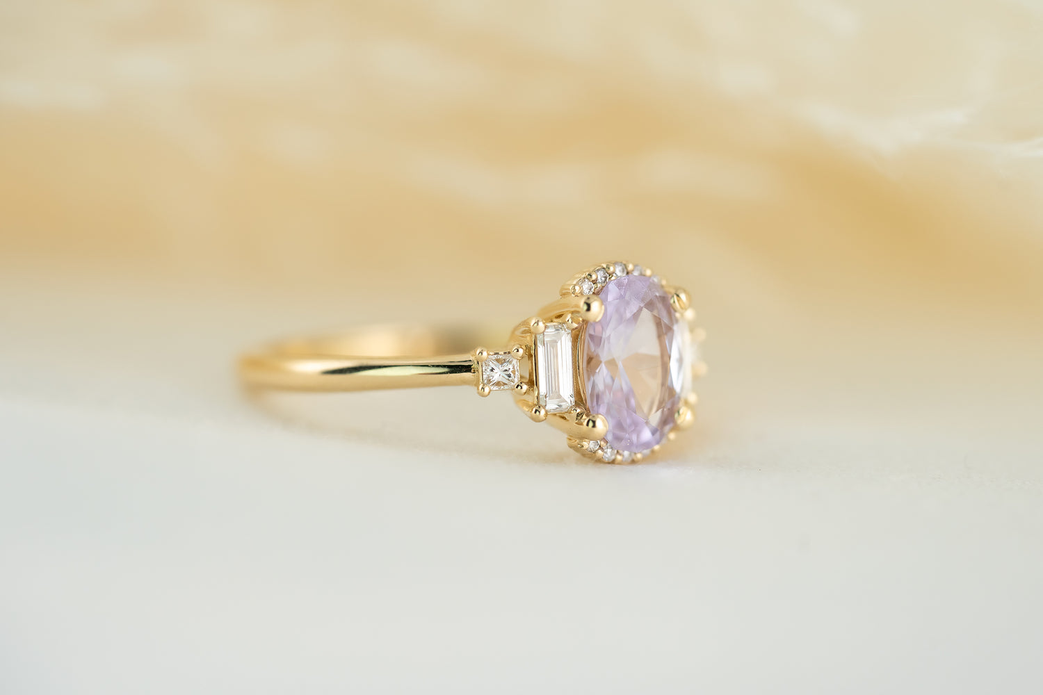 The Sura 1 CT Oval Pastel Purple Sapphire Ring - Lavender Creek Gems 