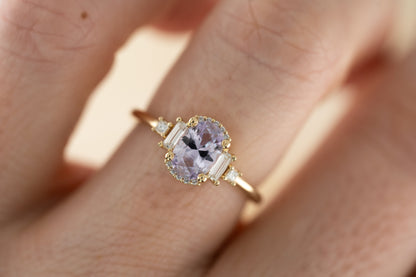 The Sura 1 CT Oval Pastel Purple Sapphire Ring - Lavender Creek Gems 