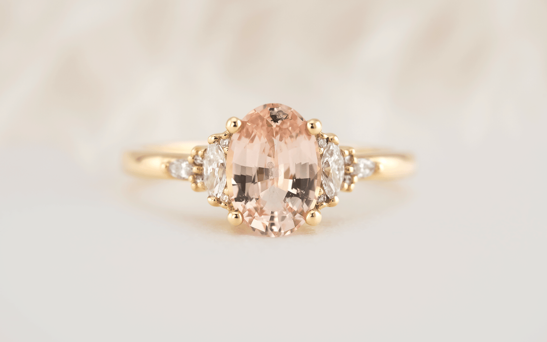 The Low Maeve Ring | 2.01 CT Oval Peach Sapphire - Lavender Creek Gems