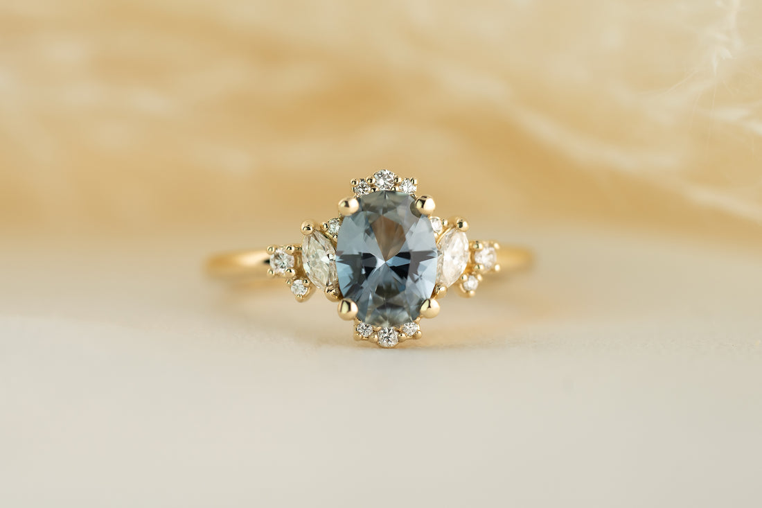 The Naevia 1.15 CT Oval Light Blue Sapphire Ring - Lavender Creek Gems 