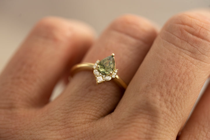 The Charlotte 1 CT Pear Green Sapphire Ring