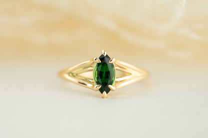 The Weaver Ring - 0.78 CT Marquise Chrome Tourmaline - Lavender Creek Gems 