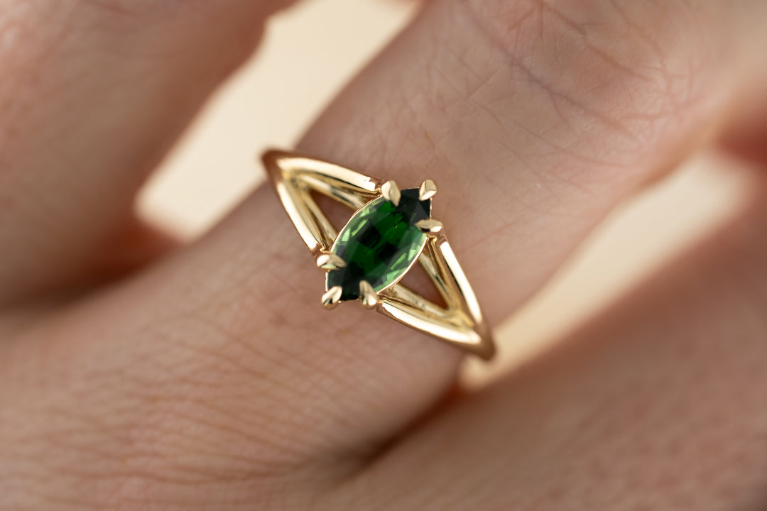 The Weaver Ring - 0.78 CT Marquise Chrome Tourmaline