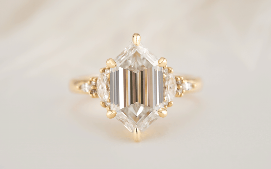 The Low Maeve Ring | 4.2 CT Elongated Hexagon Diamond - Lavender Creek Gems