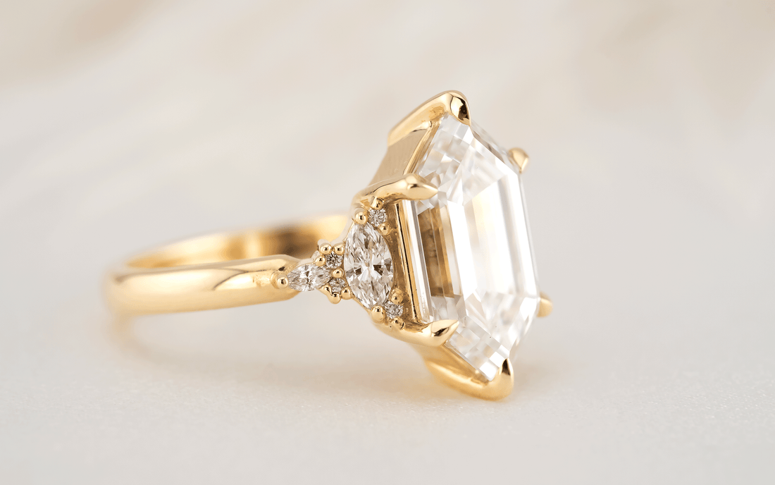 The Low Maeve Ring | 4.2 CT Elongated Hexagon Diamond - Lavender Creek Gems