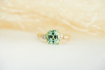 The High Lady Ring - 2.6 CT Cushion Seafoam/Lagoon Tourmaline - Lavender Creek Gems 