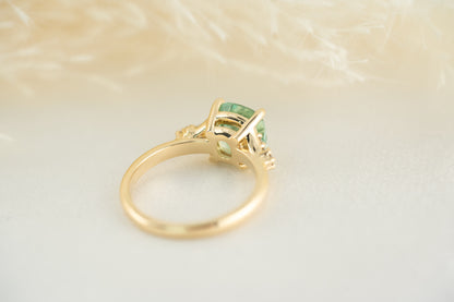 The High Lady Ring - 2.6 CT Cushion Seafoam/Lagoon Tourmaline - Lavender Creek Gems 
