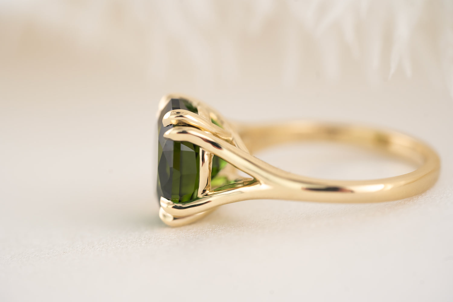 The Weaver Ring | 4.5 CT Oval Deep Green Tourmaline - Lavender Creek Gems 