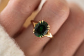 The Weaver Ring | 4.5 CT Oval Deep Green Tourmaline - Lavender Creek Gems 