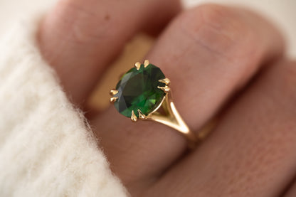 The Weaver Ring | 4.5 CT Oval Deep Green Tourmaline - Lavender Creek Gems 