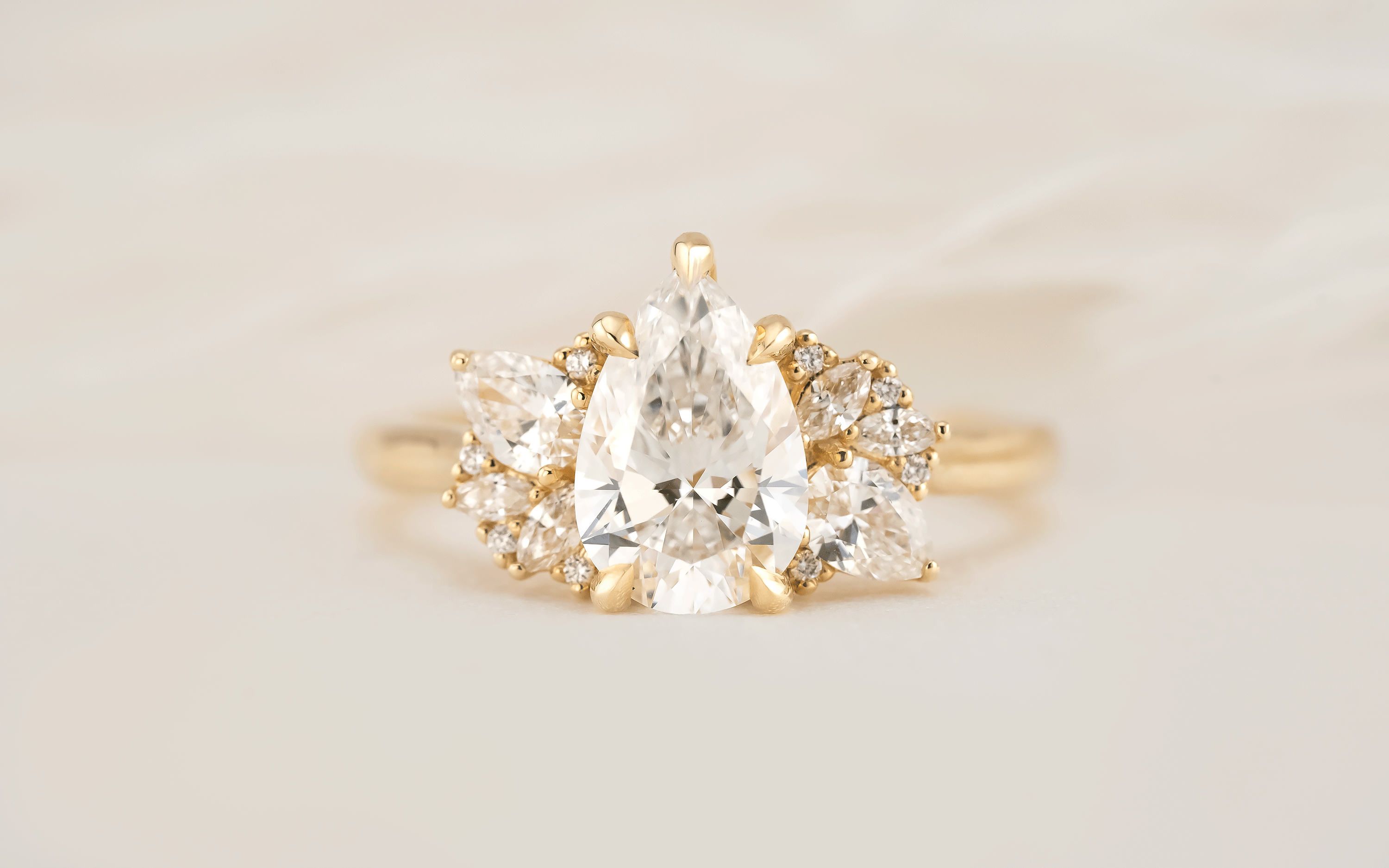 The All Diamond Fleur Ring | Pear Diamond - Lavender Creek Gems 