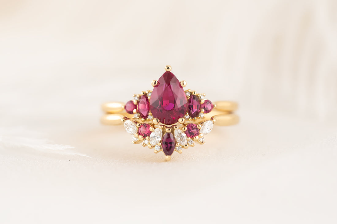 The Modified Maeve Ring | Ruby Wedding Set - Lavender Creek Gems 