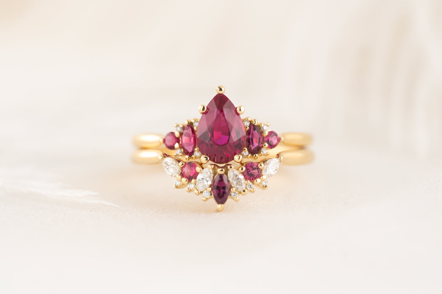 The Modified Maeve Ring | Ruby Wedding Set - Lavender Creek Gems 