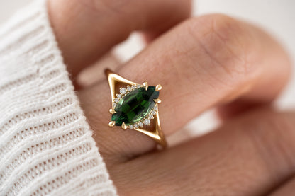 The Serendipity Ring | 1.74 CT Marquise Green Tourmaline