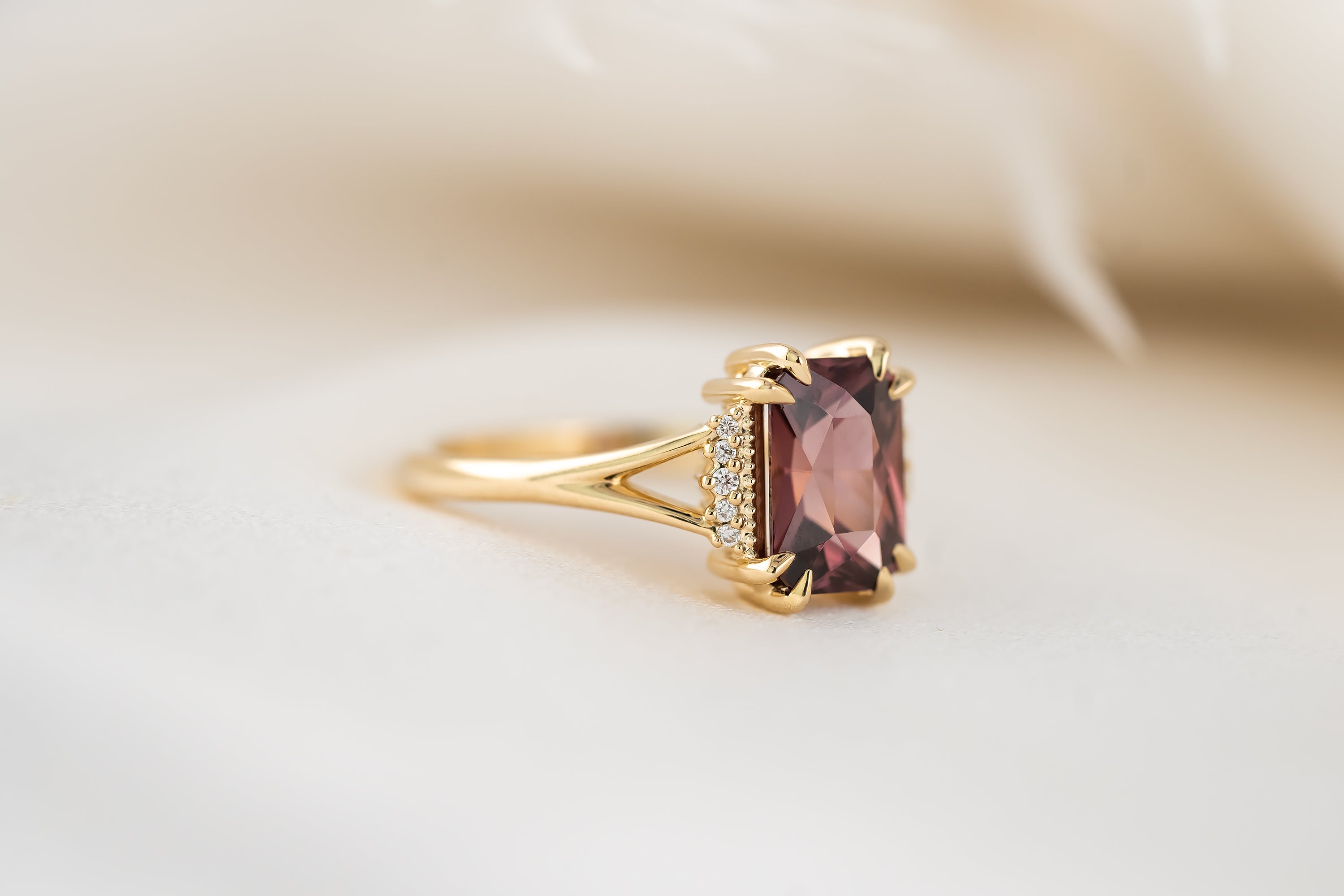 The Serendipity Ring | 2.99 CT Radiant Red Zircon – Lavender