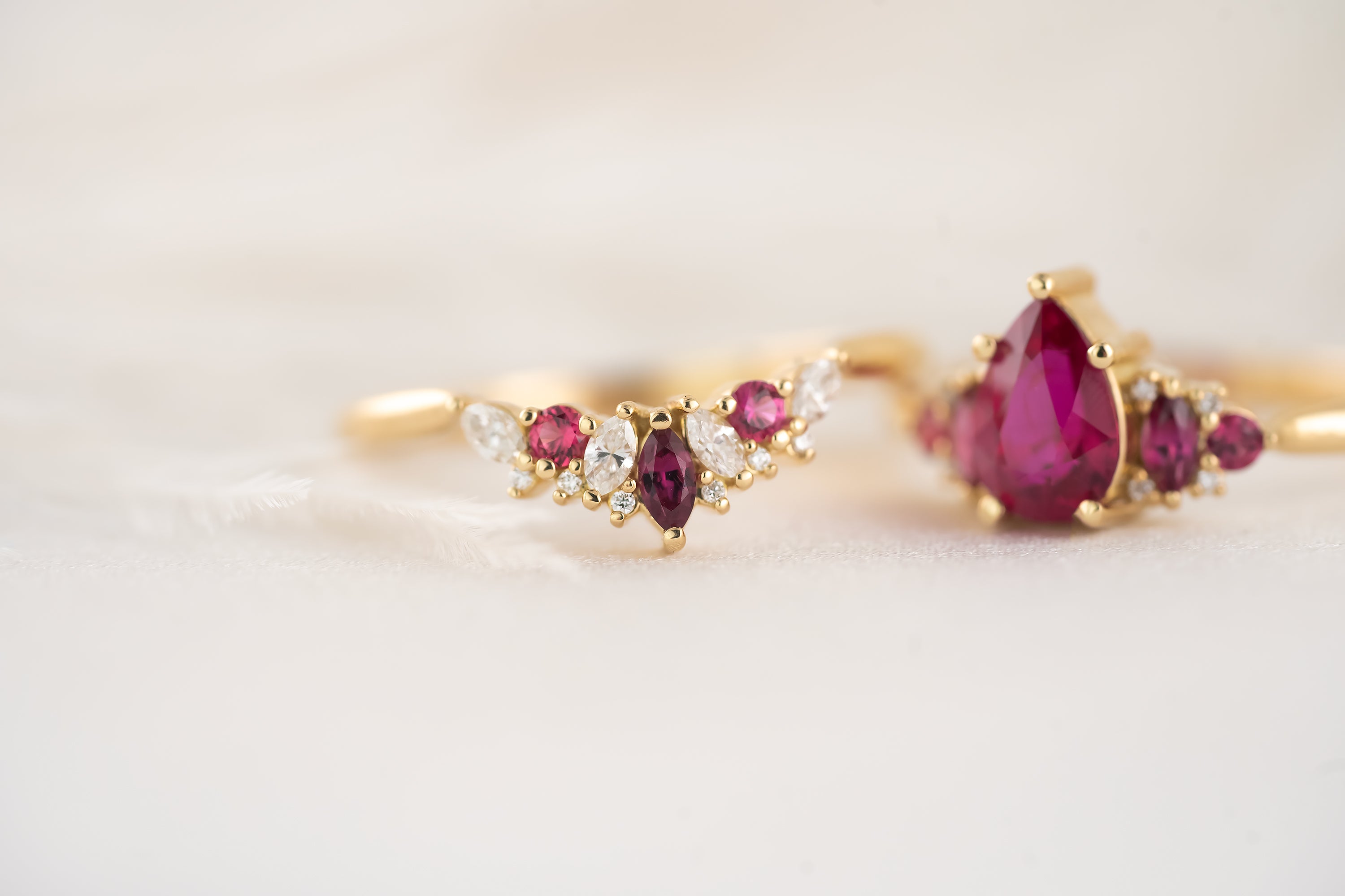 The Modified Maeve Ring | Ruby Wedding Set - Lavender Creek Gems 