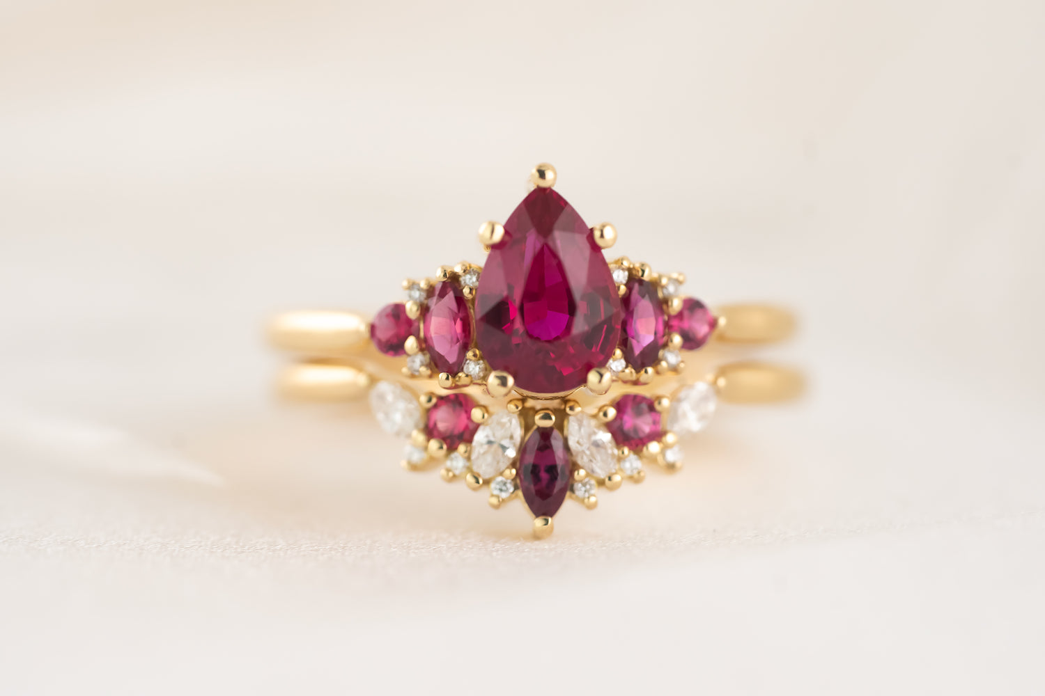 The Modified Maeve Ring | Ruby Wedding Set - Lavender Creek Gems 