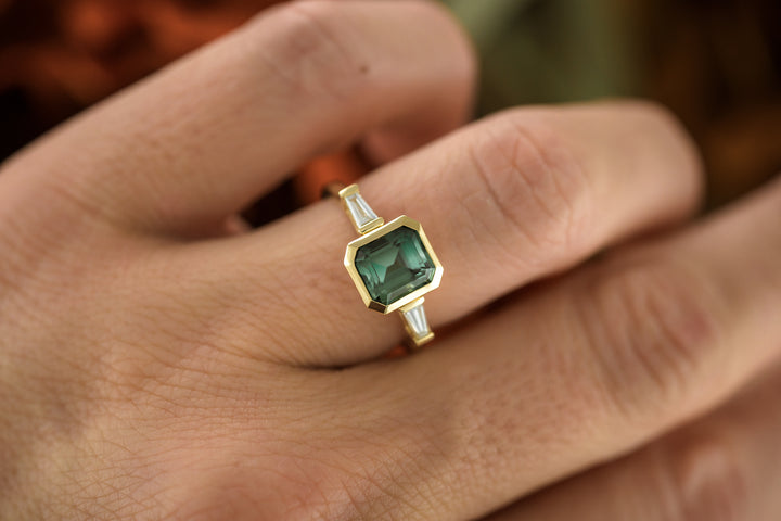 The Lyra 2.2 CT Ombre Teal Tourmaline Ring