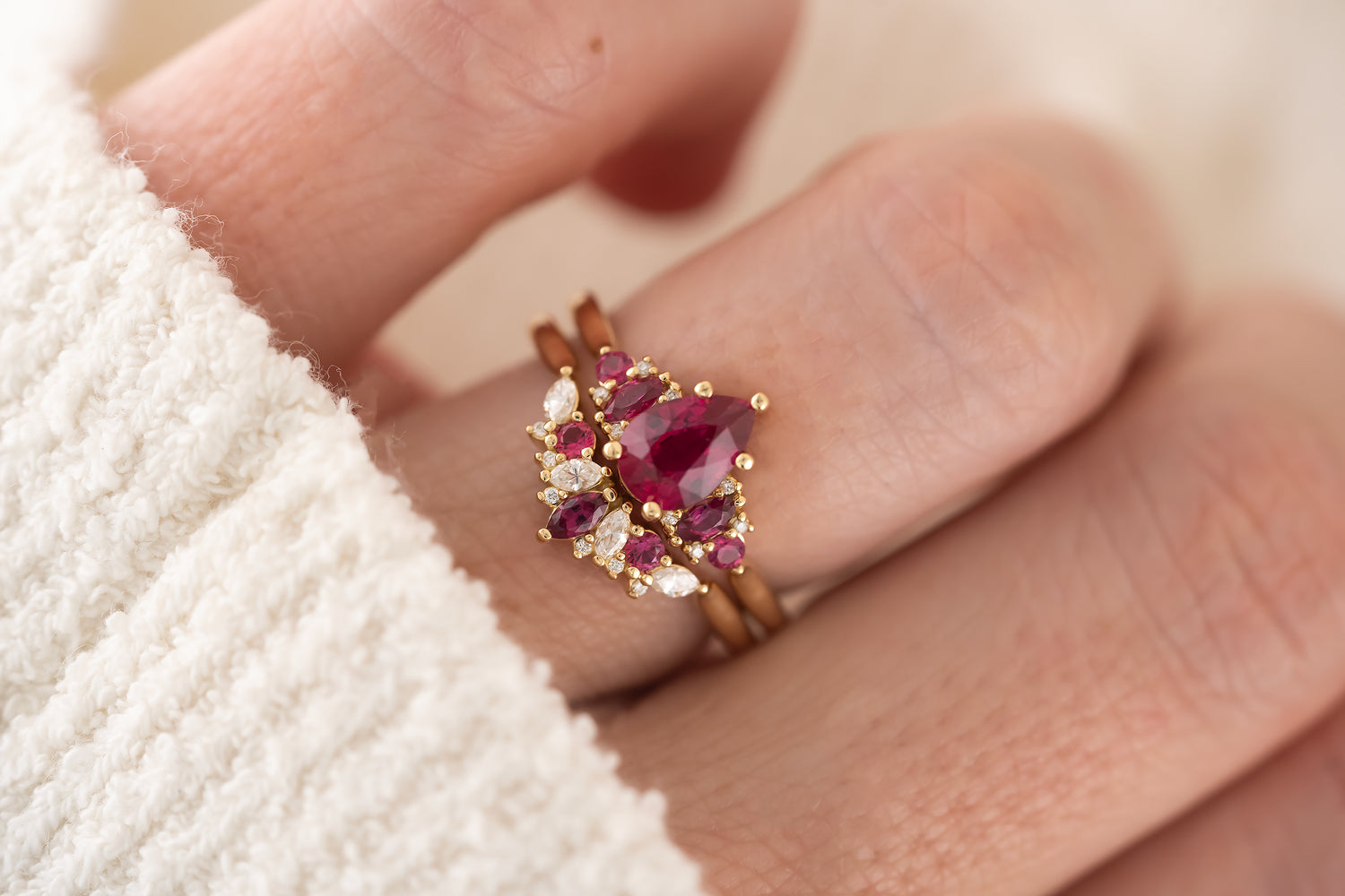 The Modified Maeve Ring | Ruby Wedding Set - Lavender Creek Gems 