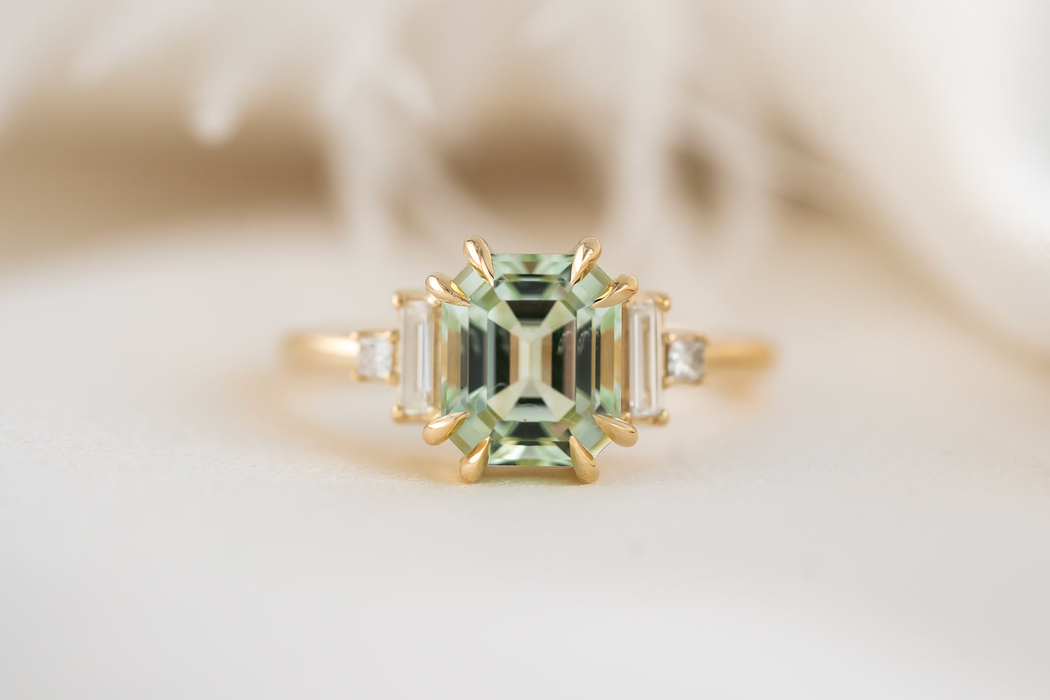 The Mira Ring | 2.44 CT Emerald Cut Mint Green Tourmaline