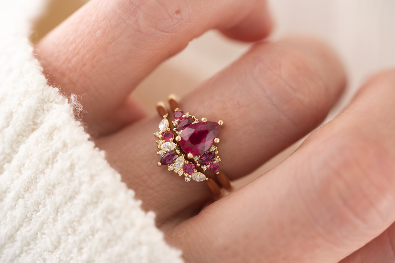 The Modified Maeve Ring | Ruby Wedding Set - Lavender Creek Gems 