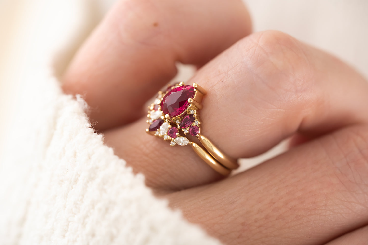 The Modified Maeve Ring | Ruby Wedding Set - Lavender Creek Gems 