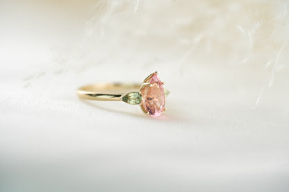 The Garden Ring - Pear Pink Tourmaline - Lavender Creek Gems 