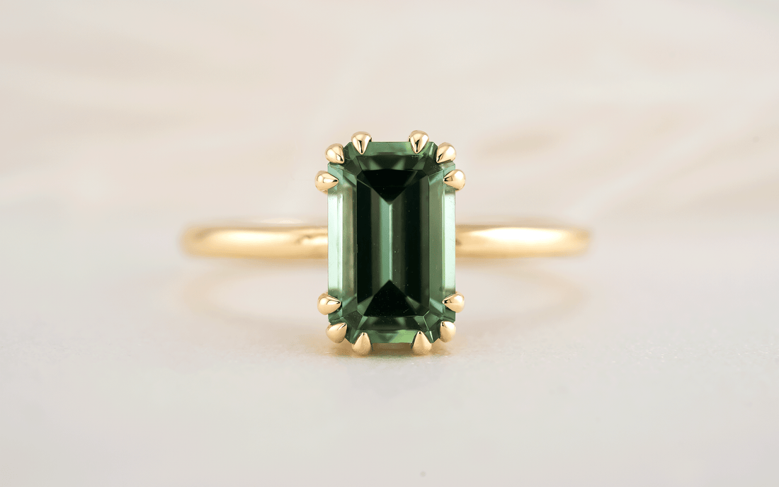 The Thalassa Ring | 1.87 CT Emerald Cut Lagoon Tourmaline - Lavender Creek Gems