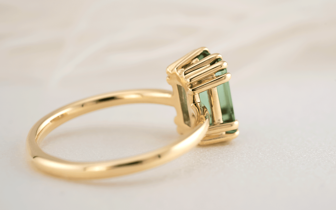 The Thalassa Ring | 1.87 CT Emerald Cut Lagoon Tourmaline - Lavender Creek Gems