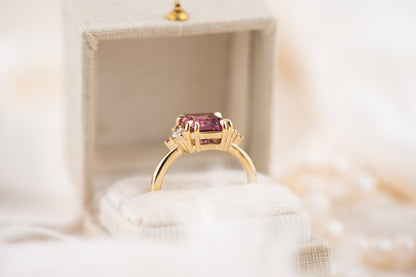 The Low Maren Ring | 3.15 CT Radiant Pink Garnet + Pink Tourmaline - Lavender Creek Gems 