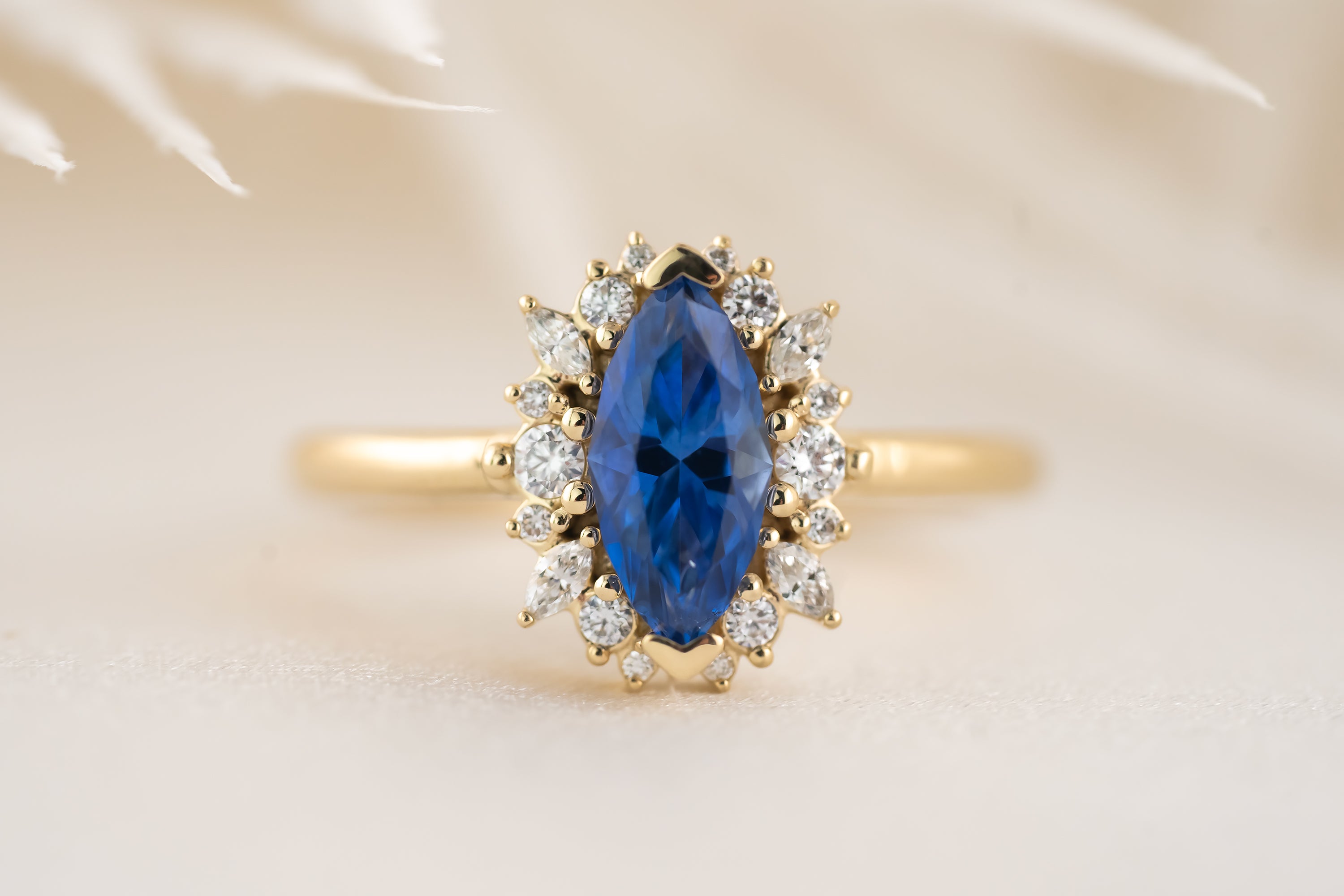 The Eleanor Ring | 1 CT Marquise Royal Blue Sapphire - Lavender Creek Gems 