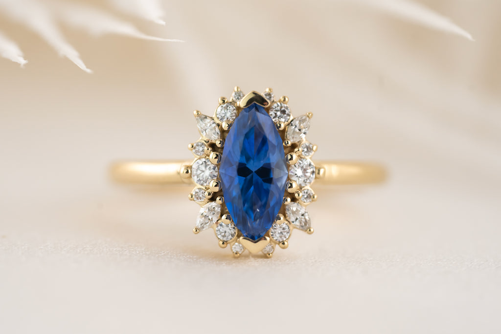 The Eleanor Ring | 1 CT Marquise Royal Blue Sapphire - Lavender Creek Gems 