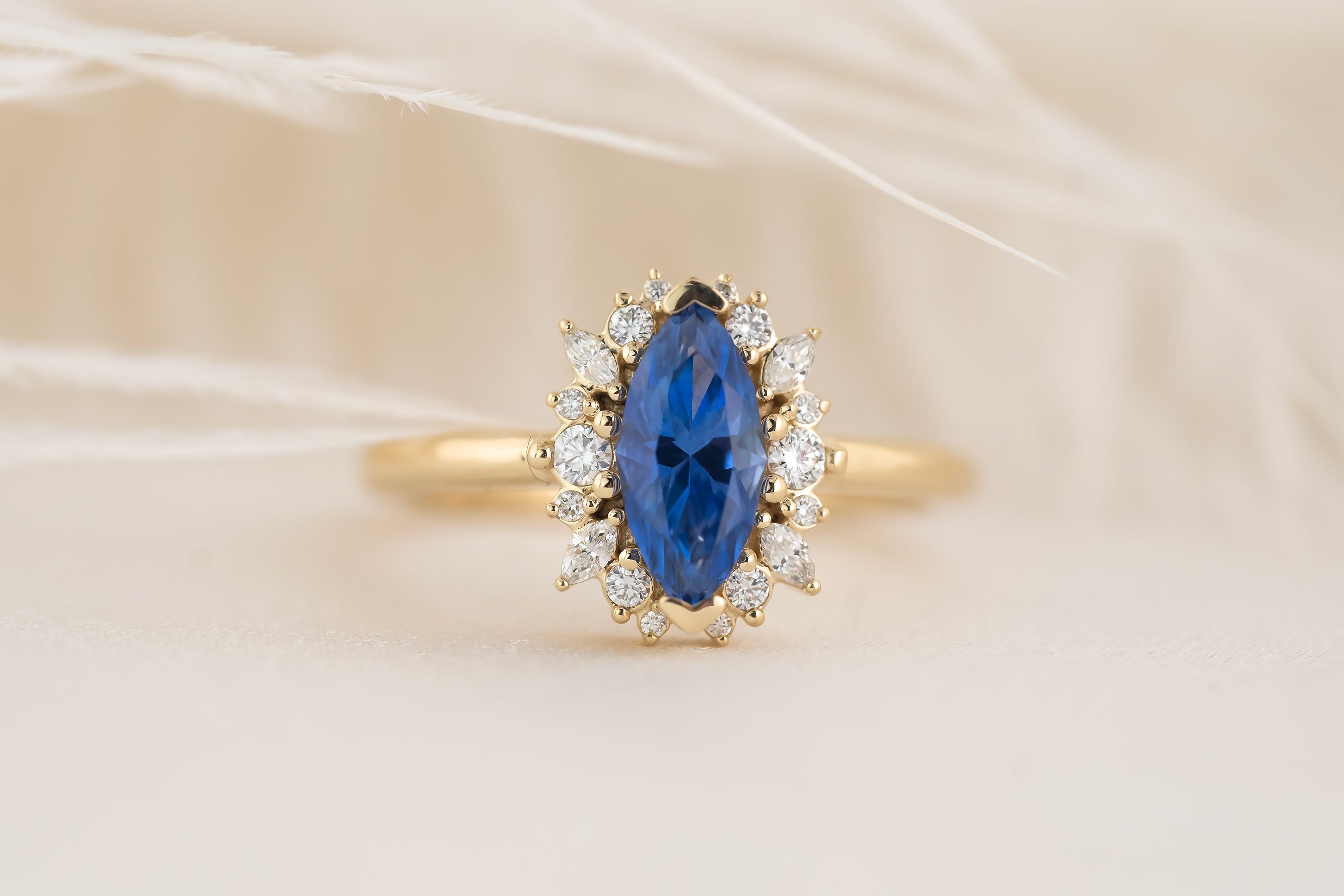The Eleanor Ring | 1 CT Marquise Royal Blue Sapphire - Lavender Creek Gems 