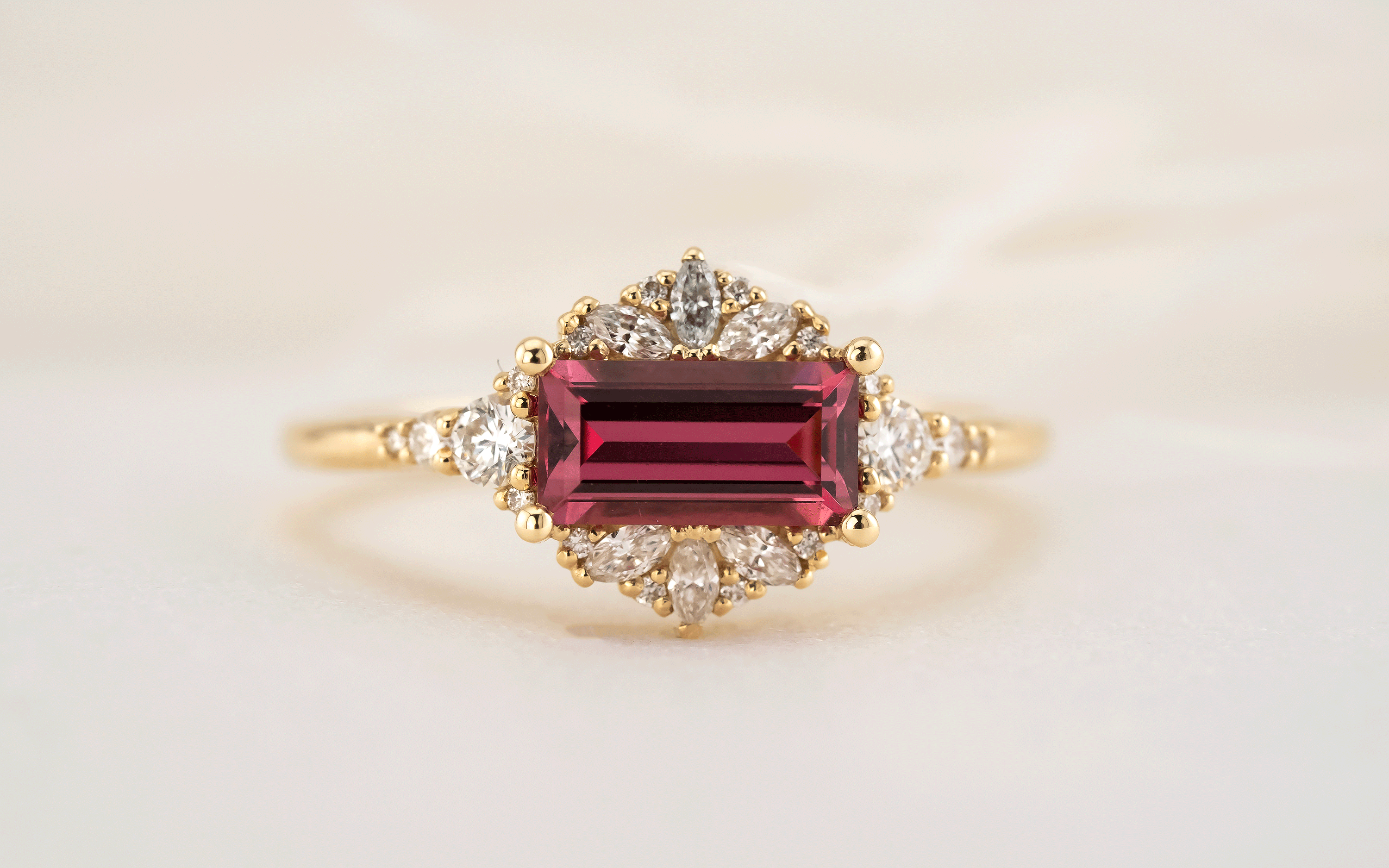 The Comtesse Ring | 1.13 Baguette Pink Spinel - Lavender Creek Gems 