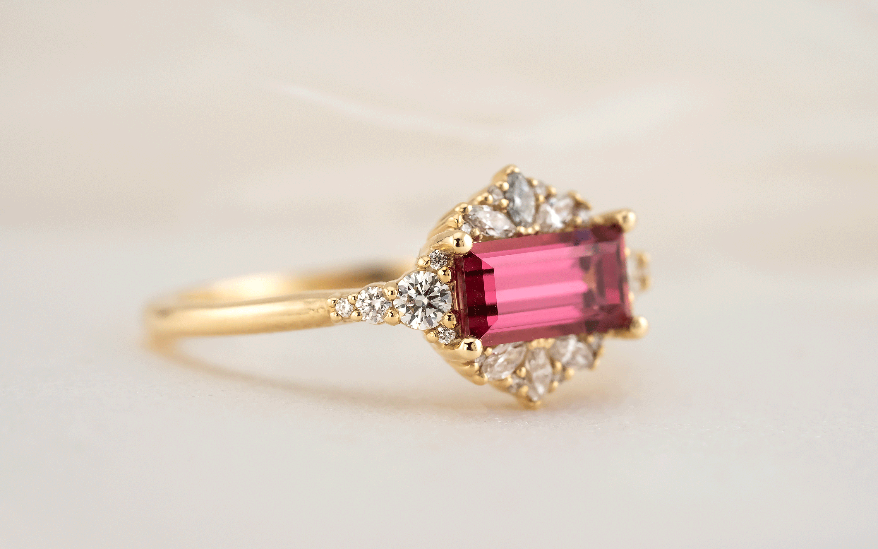 The Comtesse Ring | 1.13 Baguette Pink Spinel - Lavender Creek Gems 