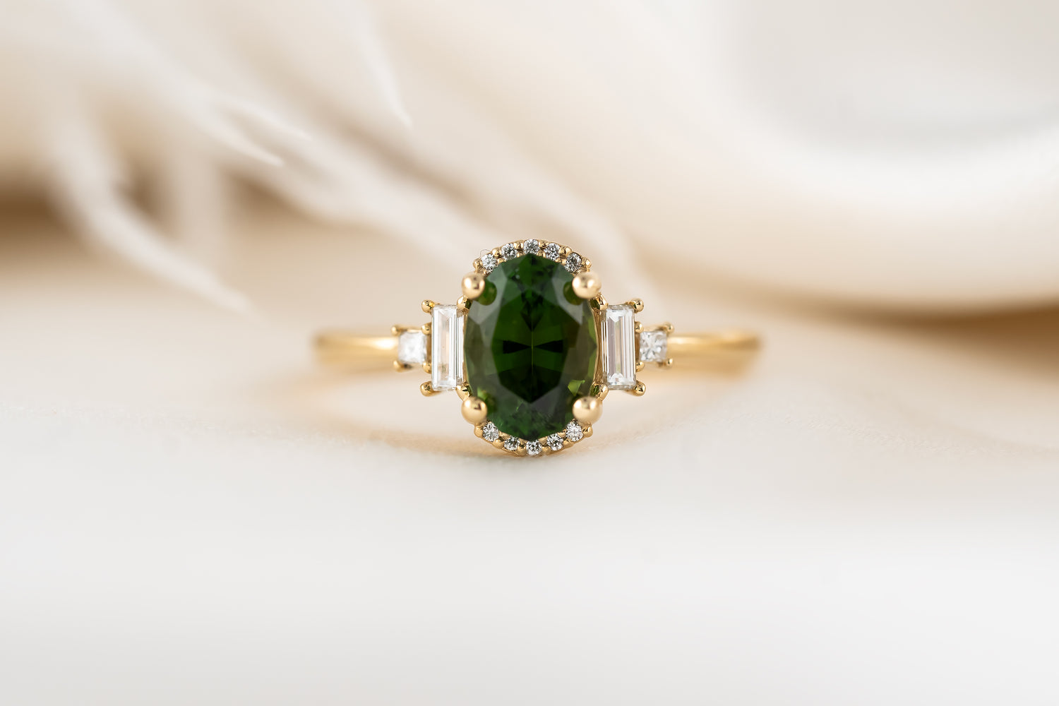 The Sura Ring | 1.38 CT Oval Deep Green Tourmaline