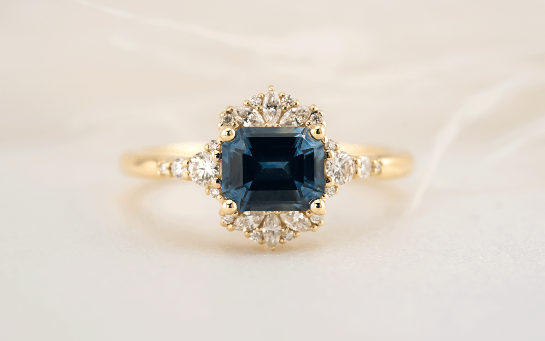 The Comtesse Ring | 1.38 CT Emerald Cut Montana Sapphire