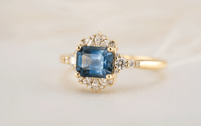 The Comtesse Ring | 1.38 CT Emerald Cut Montana Sapphire