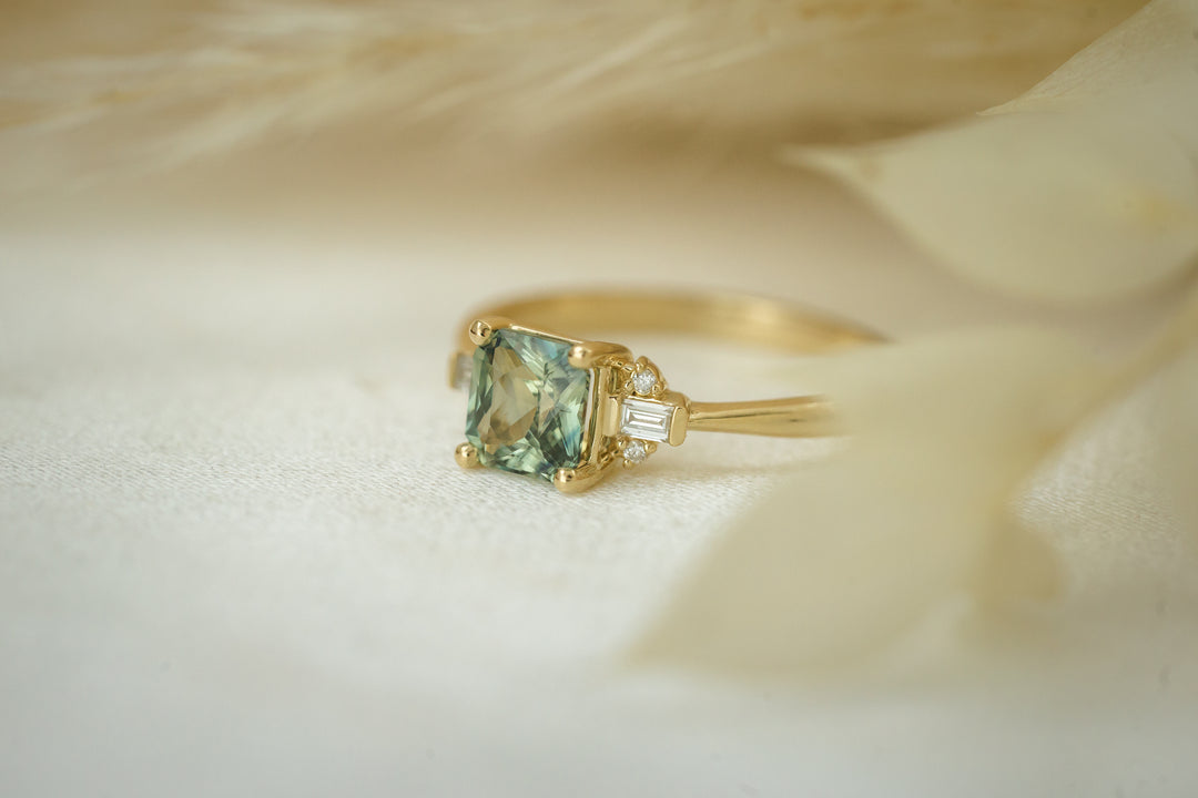 The Brielle 1.2 CT Teal Radiant Sapphire Ring