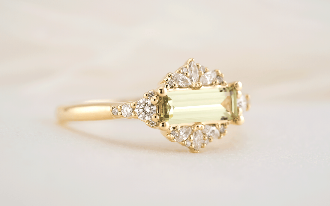 The Comtesse Ring | 0.72 CT Baguette Light Green Sapphire