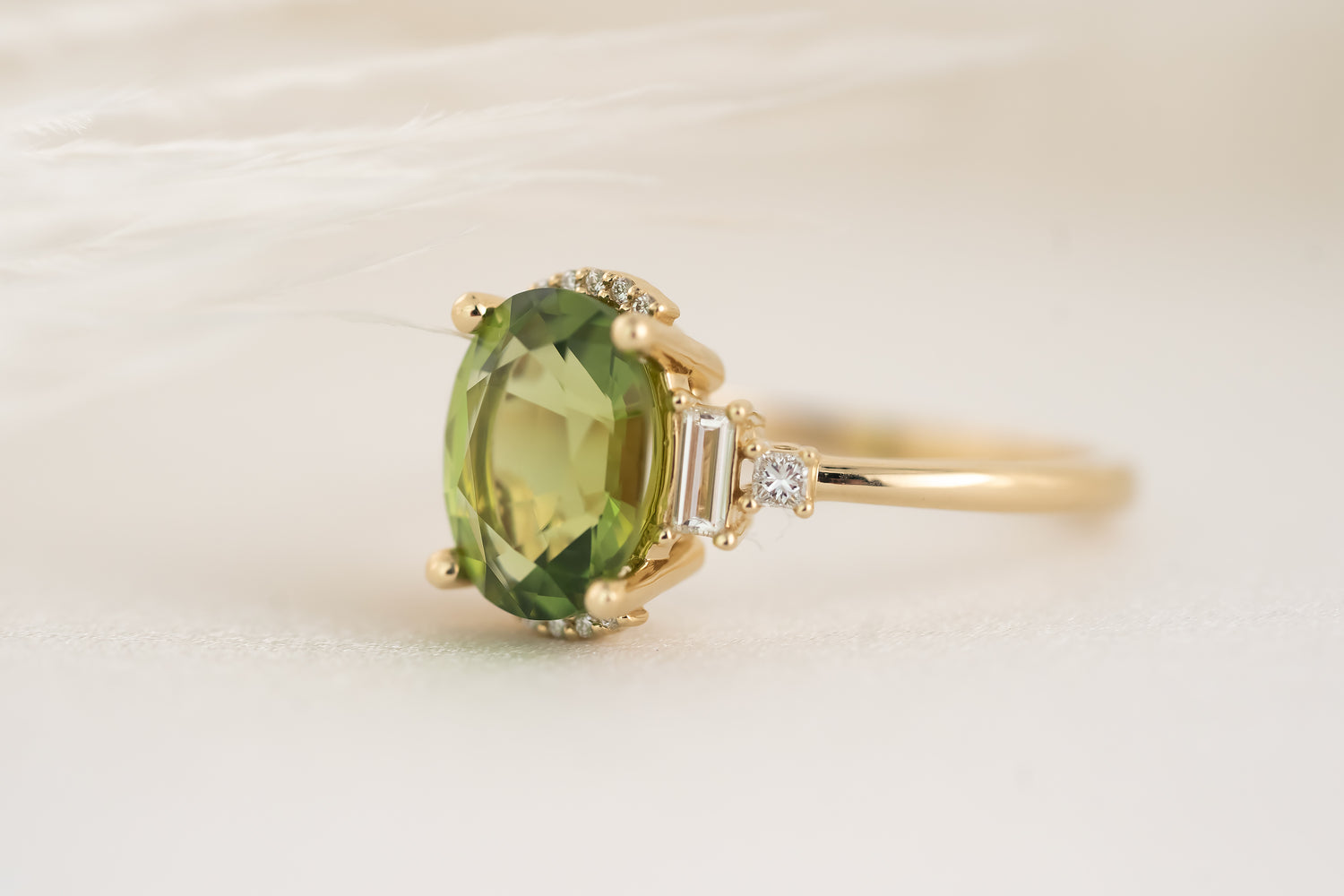 The Sura Ring | 2.2 CT Oval Green Tourmaline - Lavender Creek Gems 