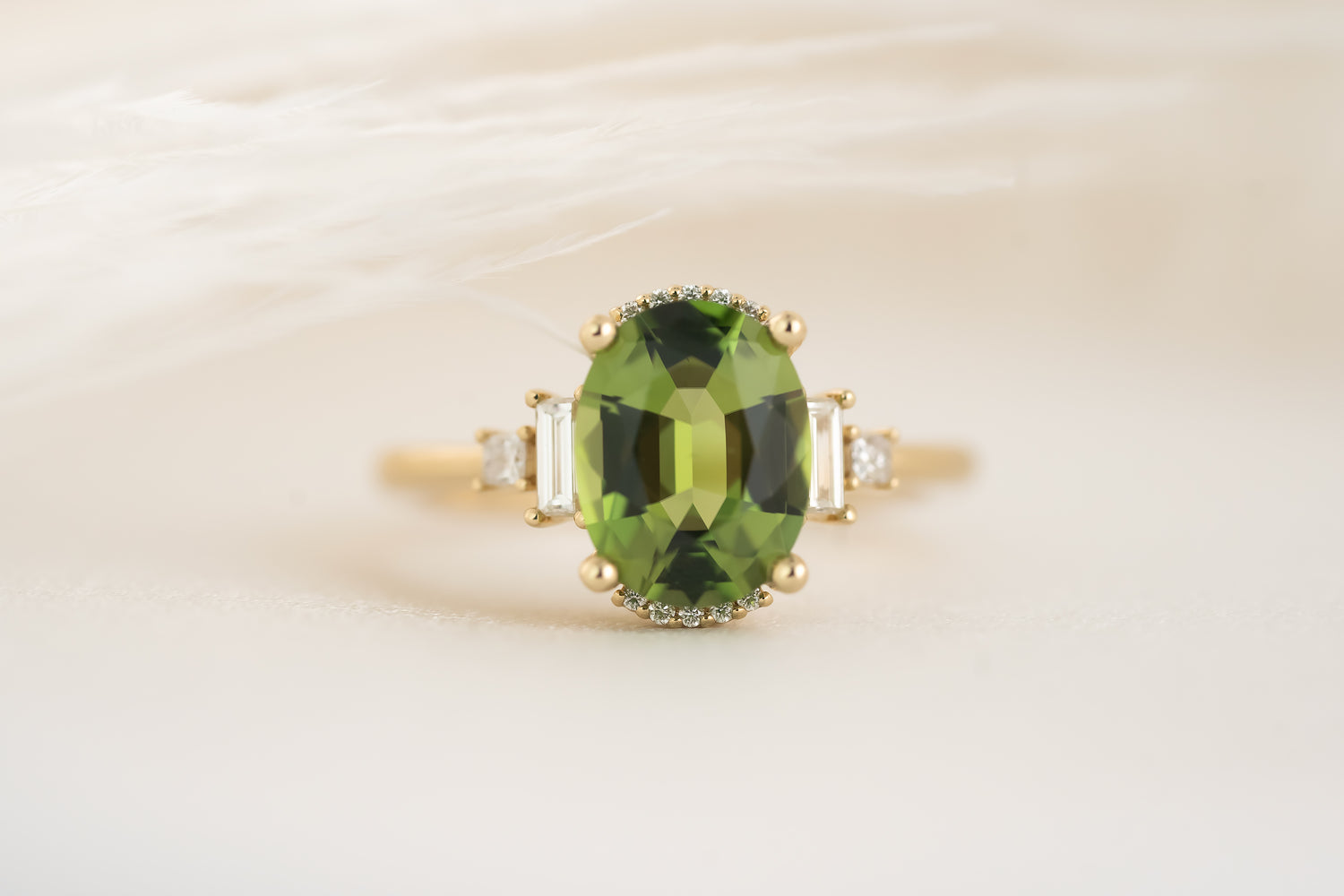 The Sura Ring | 2.2 CT Oval Green Tourmaline - Lavender Creek Gems 